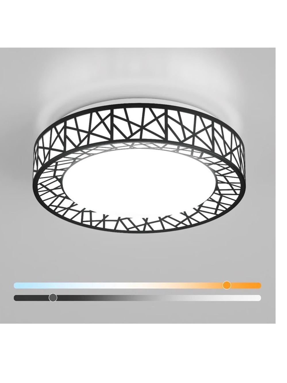 Modern Black Ceiling LED Flush Mount Light - Decorative Geometric Frame